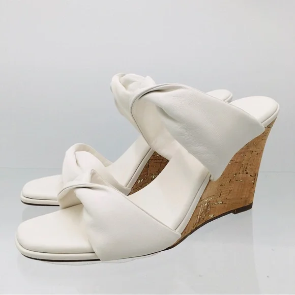 Aquazzura Twist Wedge 85 White Nappa Women's Sandals Size EU